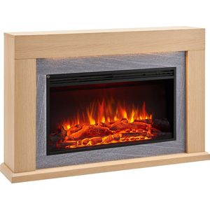 Elektrische Sfeerhaard Xenia Lichtbruin 25 x 120 x 82 cm – 2000 Watt - Realistisch 3D vlammeneffect - Met afstandsbediening