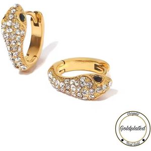 Borasi Slang Oorbel Goudkleurig | Golplated | Zirkonia | Dames Oorbellen | Dames Sieraden |
