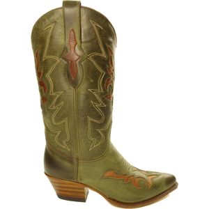 Sendra Boots 12289 Lia Groen Handgemaakte Dames Ibiza Western Laarzen Hoge Hak Lederen Zool Ronde Spitse Neus Treklussen Echt Leer Maat 39