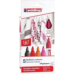 edding 4500/5 S textielmarker - rond 2-3mm - warme kleuren - kleding versieren - na het strijken wasmachine bestendig