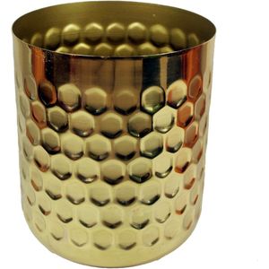 Honingraat Metalen Plantenbak - Goud - 18cm - Gemengde Materialen