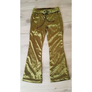 Broek velvet - velours de panne - fluweel - herfst/winter - flared - meisjes - maat 128 - mos groen