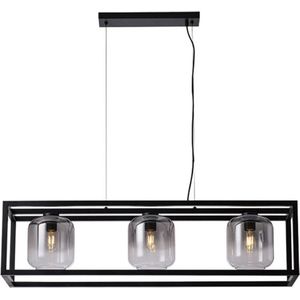 Freelight - Hanglamp Dentro 3 lichts L 110 cm rook glas zwart