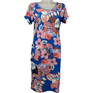 Angelle Milan – Travelkleding voor dames – Rood/Blauwe Strik Jurk – Ademend – Kreukherstellend – Duurzame jurk - In 4 maten - Maat XL