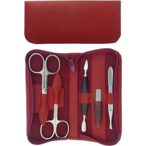 Manicureset 5-delige lederen met rits - Made in Italy Burgundy Nappa - Luxe manicuregereedschap