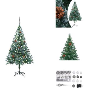vidaXL Kunstkerstboom - 150 cm - Levensecht - Inclusief LED-verlichting - USB-aansluiting - Decoratieve kerstboom