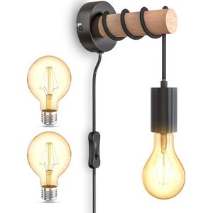 B.K.Licht - Wandlamp met 2x retro gloeilampen - warm wit licht