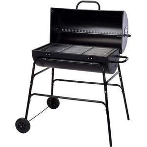 BBQ XL Houtskoolbarbecue - Cilindervorm - Grilloppervlak (LxB) 71 x 35 cm - Zwart