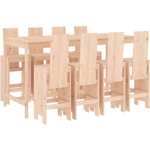 vidaXL 9-delige Barset massief grenenhout - Tuinbarset - Tuinbarsets - Tuinset - Eethoek