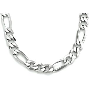 YO&NO - Ketting - Zilver - Figaro - 5,0mm - 50cm - Sieraden vrouw - Heren - Gerhodineerd - Zilver 925