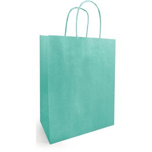 25 stuks Papieren tasjes effen groen 23+12x30cm