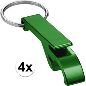 4x Flesopener sleutelhanger - groen - opener