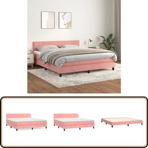 vidaXL Boxspring - Fluweel - Roze - 180x200 cm Boxspringbed - Rozenkleurig - Velvet - Tweepersoonsbed - King Size Bed