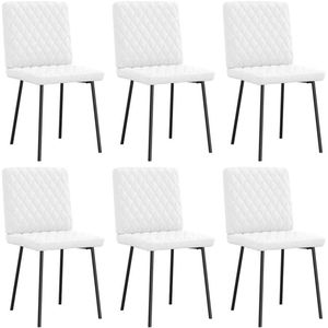 vidaXL - Eetkamerstoelen - 6 - st - kunstleer - wit