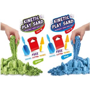 PLAY IT Kinetisch Zand 2 KG - Groen & Blauw - Speelzand