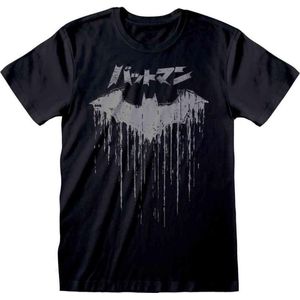 DC Batman - Japanese Logo Distressed Unisex T-Shirt Zwart