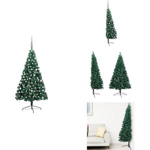 vidaXL Kunstkerstboom - Kunstkerstbomen - Kerstboom - Kerstdecoratie - Kunstkerstboom met verlichting en kerstballen half 120 cm groen
