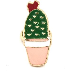 Cactus Hartje Roze Pot Emaille Pin 1 cm / 2.3 cm / Groen Roze Rood Goud