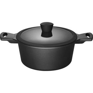 Sola Fair Cooking Braadpan - Ø 24 cm - Aluminium en RVS Pan - 3,5 L - Anti-aanbaklaag - Zwart/Wit