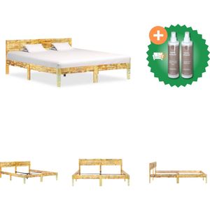 vidaXL Bedframe massief gerecycled hout 180x200 cm - Bed - Inclusief Onderhoudsset