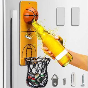 Basketbalflesopener met magneet, vintage houten wand-bieropener, unieke cadeau-ideeën voor mannen, papa, vriend, echtgenoot, coole gadgets voor Thanksgiving, Kerstmis