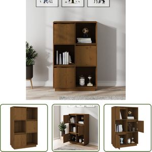 The Living Store Hoge Kast Grenenhout - 74 x 35 x 117 cm - Honingbruin