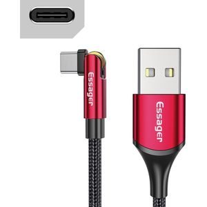 Essager 3A 180° Draaibare USB naar Lightning Oplaad Kabel 1M Rood