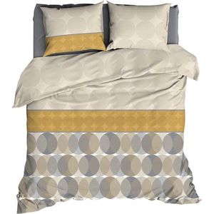 Satin d'Or Cercles Dekbedovertrek - Extra breed - 260x200/220 cm - Beige/Oker