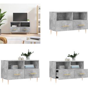 vidaXL Tv-meubel 80x36x50 cm bewerkt hout betongrijs - Tv-meubel - Tv-meubelen - Tv Kast - Opbergkast