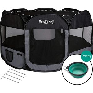 Meisterpet - XXL Opvouwbare puppyren - 130 x 130 x 60 cm - met gratis dieren verzorging set