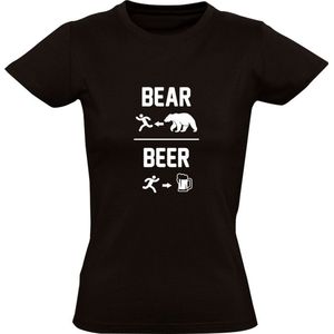 Bear of Beer Dames T-shirt | bier | drank | alcohol | zuipen | kroeg | grappig | feest | dier | Zwart