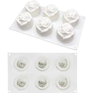 Siliconen 3D cakevormen hart roos bloem zeepvorm muffin chocolade bakvorm - set van 7