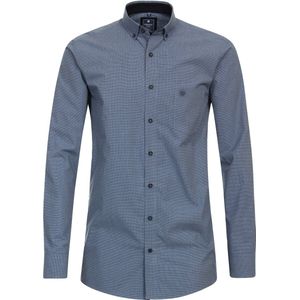 Redmond comfort fit overhemd - popeline - blauw geruit - Strijkvriendelijk - Boordmaat: 53 - 54