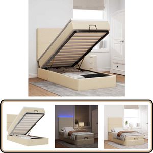 vidaXL Ottoman bed met matras en LED's 80x200cm stof crèmekleurig