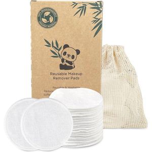 Wasbare make-up remover pads - 22 stuks bamboevezel en katoen, antibacterieel en herbruikbaar voor alle huidtypes