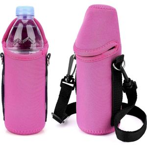 Allecto Plus - Neopreen Flesomhulsel voor 16,9 Fl Oz Flessen Water, Geschikt voor Herbruikbare en Wegwerpflessen, Geïsoleerde Flesbeschermer, Draagtas voor Waterfles (Roze)