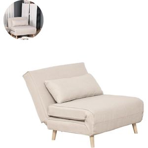 LBB Slaapstoel - Uitklapbaar - Slaapbank - Logeerbed - Zetelbed - Slaapfauteuil - Vouwbed - 1 persoons - Zeer comfortabel - Beige