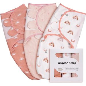 Swaddles inbakerzak baby 0-3 maanden, 100% biologisch katoenen babyslaapzakken voor pasgeborenen, Oeko-tex100 slaapzak voor peuters, unisex verpakking van 3 doeken