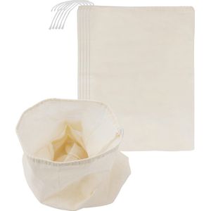 Belle Vous Herbruikbare Mousseline Katoen Kaasdoek Zak (6 Pak) – 29 x 50 cm – Gaas Filter Doek Voor Noten Melk, Fruitsap, Wijn, Yoghurt, Kaas, Cold Brew Coffee & Thee