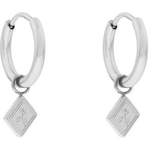 Essentialistics - Oorbellen minimalistisch met hanger plant - Nikkelvrij - Zilverkleur - Stainless steel (verkleurt niet) - Kliksluiting