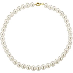 Traveller Parelcollier - Parelketting dames - Wit - 10 mm - 45 cm - Goudkleurig - 741145