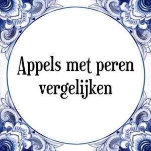 Tegeltje met Spreuk (Tegeltjeswijsheid): Appels met peren vergelijken + Kado verpakking & Plakhanger