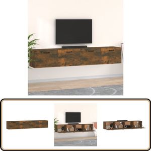 vidaXL Wandkasten - 2 stuks - Gerookt eiken - Bewerkt hout Wandkast - Kast - Bergruimte - Houten Kast - Bruine Kast