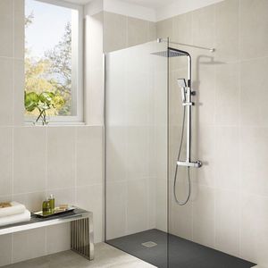 Auralum max Regendouche Met Thermostaatkraan -Doucheset Chroom - Regendoucheset - Doucheset met 248 mm vierkante douchekop en handdouche - verstelbare douchestang 75-127 cm