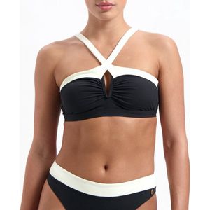 Beachlife Vanilla & Black plunge bikinitop