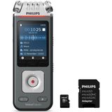 Philips VoiceTracer Audiorecorder DVT61132 | 3MIC Stereo MP3/PCM - 24-bits/96 kHz, 8GB, Smartphone app, USB-C, Kleurendisplay, Accu, incl. microSD 32 GB kaart - adapter
