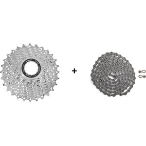 SUPERPROMO Shimano 10 speed cassette met vernieuwd tandontwerp 12-28 tanden + KMC 10v ketting met kettingslotje (quicklink) COMBIDEAL!! Shimano/KMC 10-20-30 versnellingen