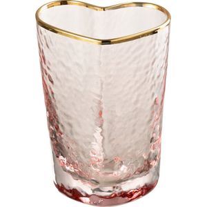 J-Line drinkglas Hart - glas - goud/roze