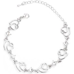 Zilveren liefdesarmband met kristallen - Damesarmband gepersonaliseerd cadeau