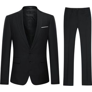 Allthemen Heren 2-Piece Slim Fit Pak - Tweeknoops Zakelijk Pak - S